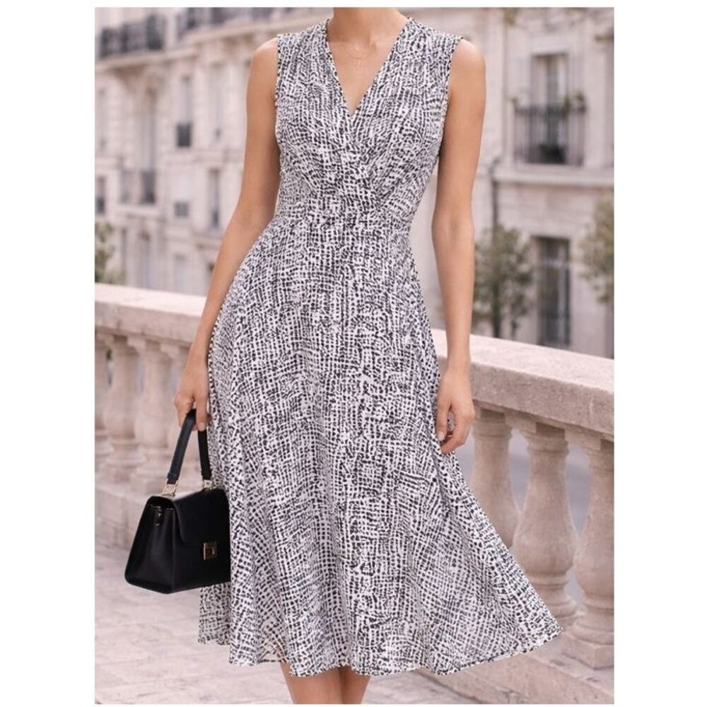 NWT Nanette Lepore Sleeveless Belted Midi Dress 4 Abstract Print Modern Career - Picture 11 of 11